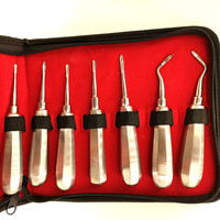 13 szt. Zestaw windy dentystycznej wykonany w pakistanie ekstrakcja zębów kleszcze do ekstrakcji zęba stal nierdzewna zakrzywiona winda korzeniowa 4